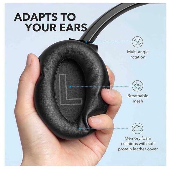 NEW Anker Soundcore Life Q20 Over the Ear Wireless Headphone - Black - Picture 2 of 5